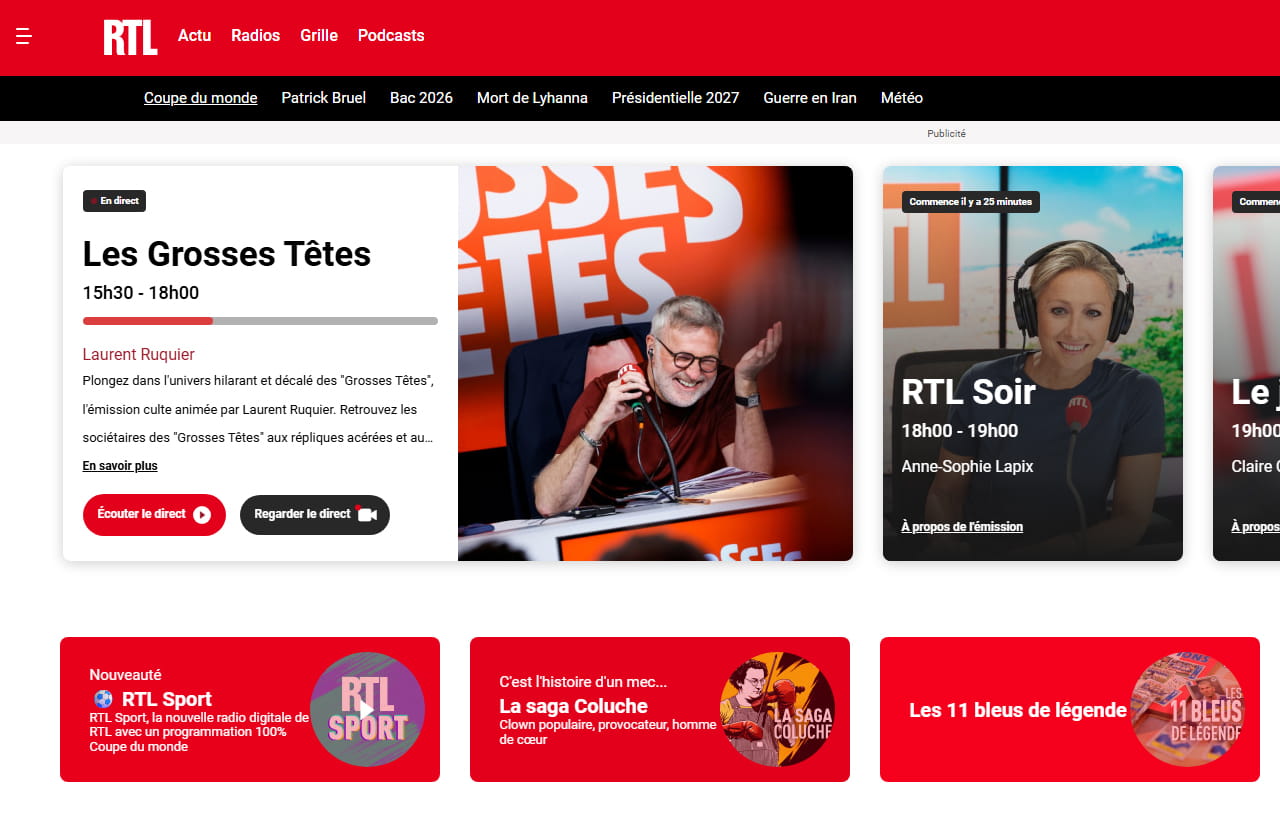 Portail web de la radio RTL