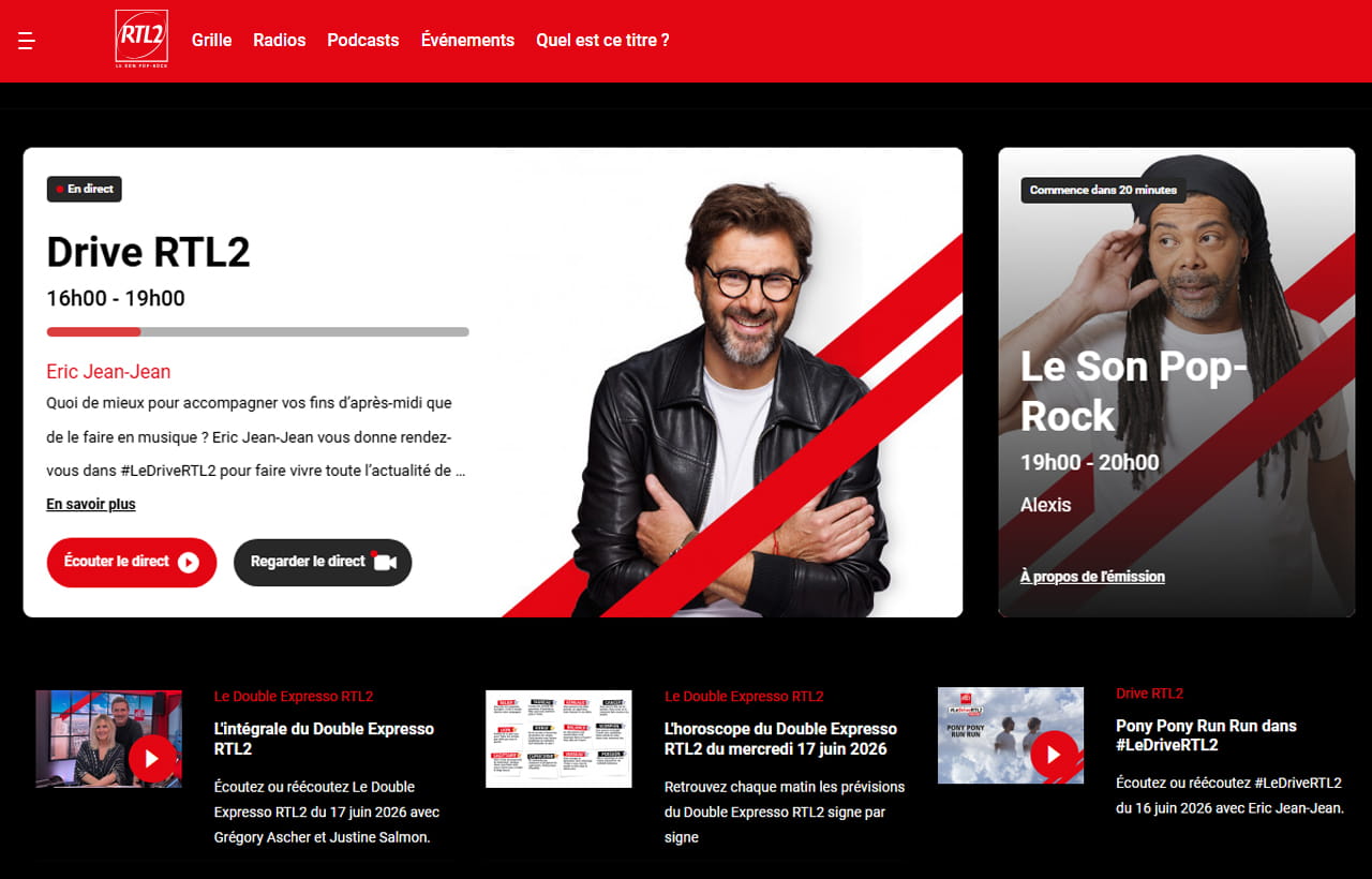 Portail web de la radio RTL2